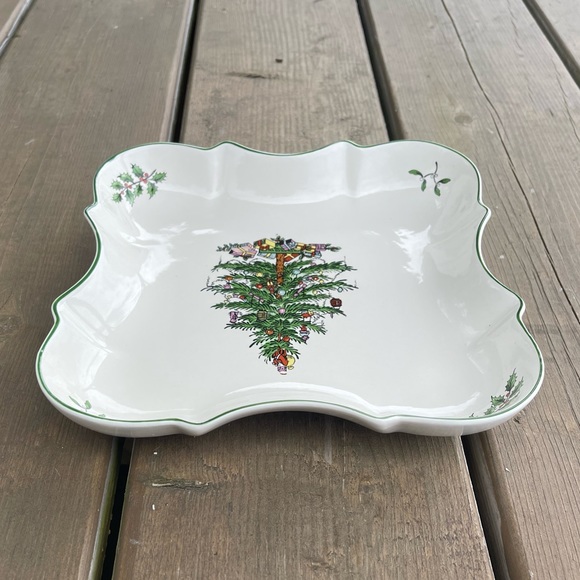Spode Christmas Tree Pattern Devonia Tray Dish Made in China Christmas Decor - Picture 6 of 11